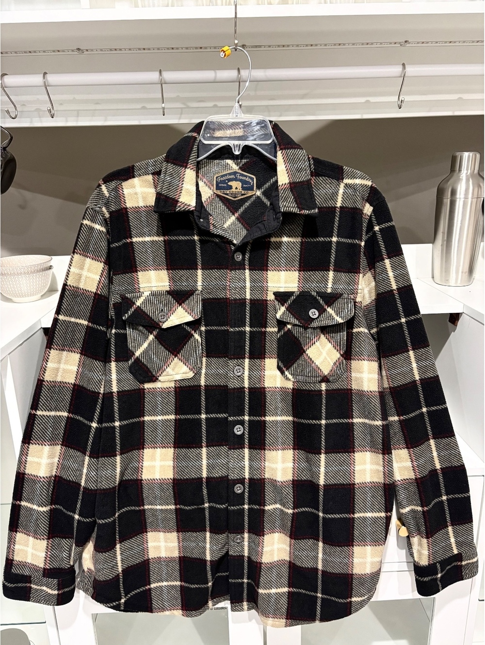 Cozy Freedom Foundry Flannel Black Plaid- Fall and Winter Wear -Fleece